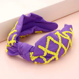 Game Day Seed Beaded Check Patterned Knot Burnout Headband - Madeline Love - Flyclothing LLC