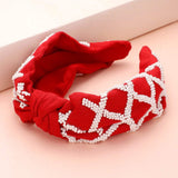 Game Day Seed Beaded Check Patterned Knot Burnout Headband - Madeline Love - Flyclothing LLC