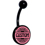 Custom Pink Mandala Personalized Name Black Belly Ring - BodyCandy - Flyclothing LLC