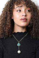 Gem and Pearl Pendant Necklace - Boho Clothing and Accessories - Flyclothing LLC