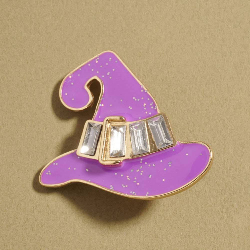 Gem Stone Accent Halloween Witch Hat Pin Brooch - Madeline Love - Flyclothing LLC