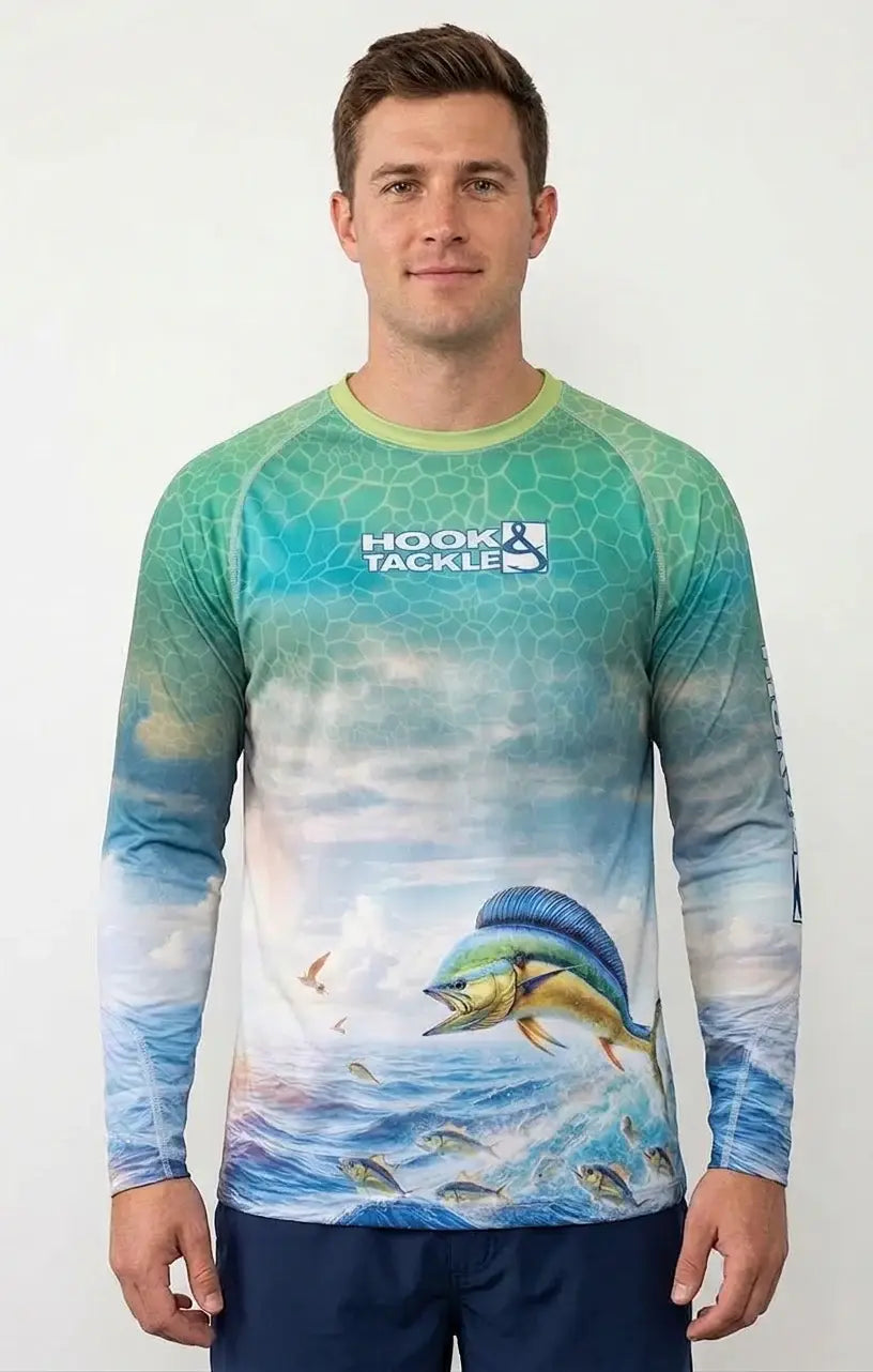 Men's Bull Dolphin L/S UV Fishing Shirt - Hook & Tackle - Flyclothing LLC