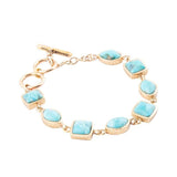 Genuine Blue Turquoise Hammered Golden Link Bracelet - Barse Jewelry - Flyclothing LLC