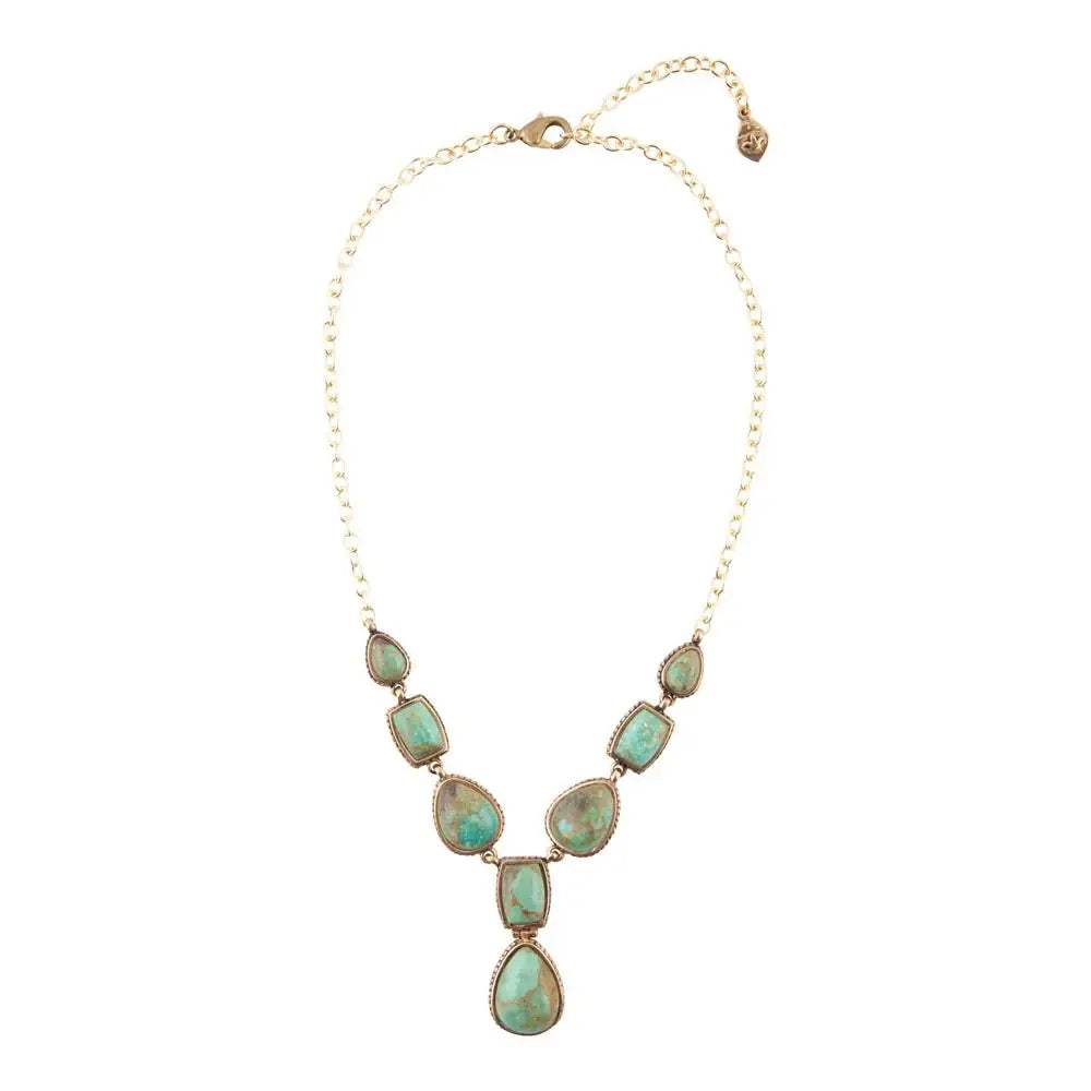 Genuine Blue Turquoise Roped Golden Bronze Y Necklace - Barse Jewelry - Flyclothing LLC