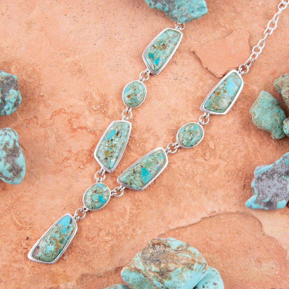 Genuine Blue Turquoise Sterling Silver Abstract Statement Necklace - Barse Jewelry - Flyclothing LLC