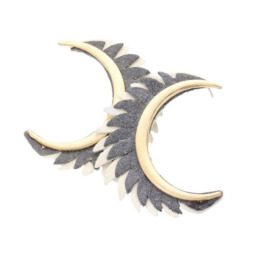 Genuine Leather Trimmed Half Metal Circle Post Back Earrings - Madeline Love - Flyclothing LLC