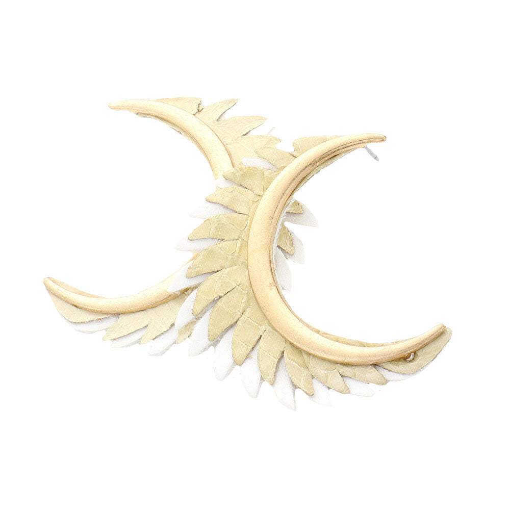 Genuine Leather Trimmed Half Metal Circle Post Back Earrings - Madeline Love - Flyclothing LLC