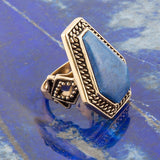 Geometric Lapis Statement Ring