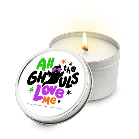All The Ghouls Love Me 5.5 oz Soy Blend Travel Candle Tin - JGI
