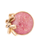 Gifted Pink Rhodonite Golden Bow Ring - Barse Jewelry