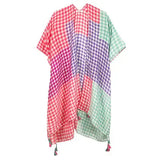 Gingham Check Cover Up Kimono Poncho Beachwear - Madeline Love - Flyclothing LLC