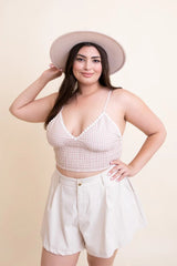 Gingham Smocked Bralette Plus - Boho Clothing and Accessories - Flyclothing LLC