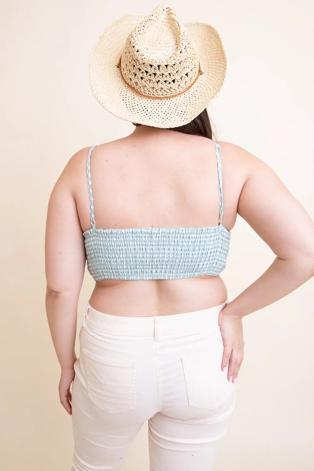 Gingham Smocked Bralette Plus - Boho Clothing and Accessories - Flyclothing LLC