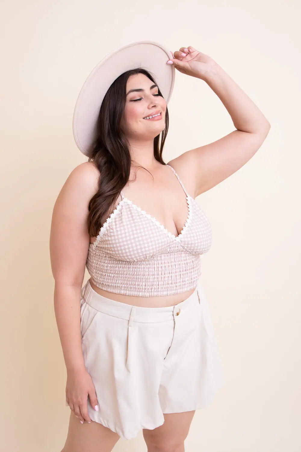 Gingham Smocked Bralette Plus - Boho Clothing and Accessories - Flyclothing LLC