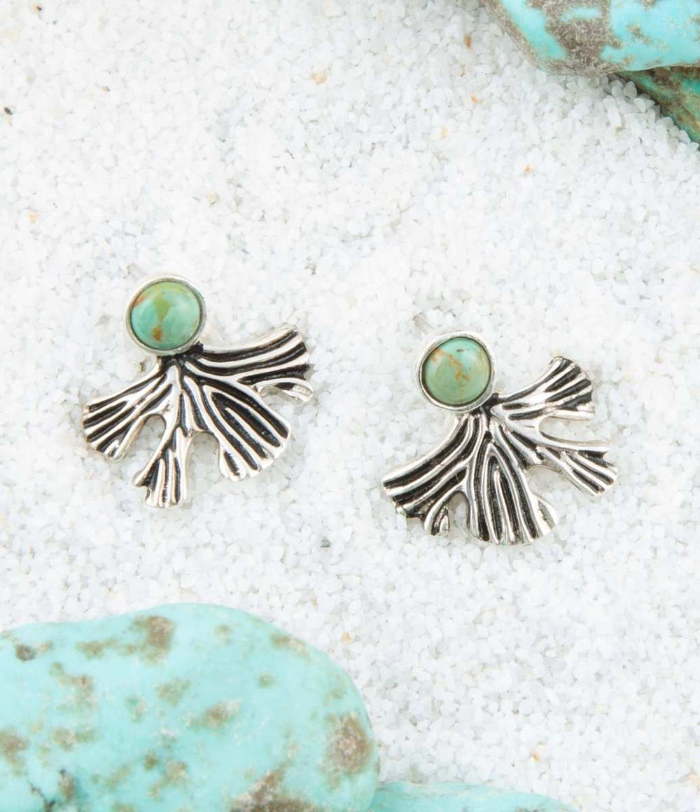 Ginko Blue Turquoise and Sterling Silver Stud Earrings - Barse Jewelry - Flyclothing LLC