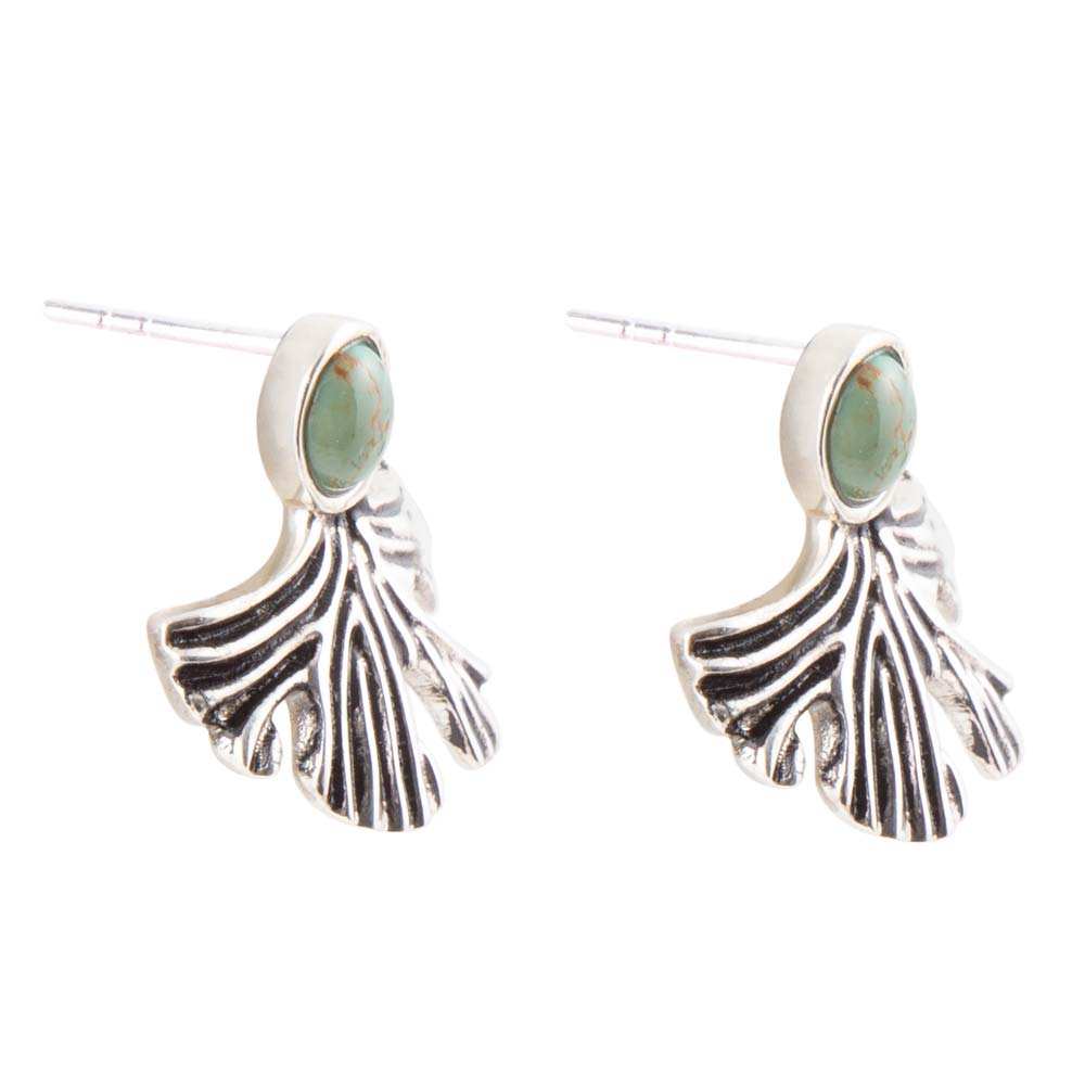 Ginko Blue Turquoise and Sterling Silver Stud Earrings - Barse Jewelry - Flyclothing LLC