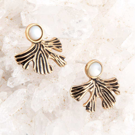 Ginko Mother of Pearl Post Earrings - Barse Jewelry - Flyclothing LLC