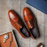 25-548-CGN GIOVANNI Italian Calfskin Lace Up Cognac - Zelli Italia - Flyclothing LLC