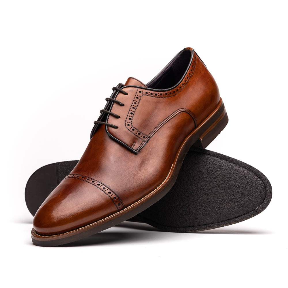 25-548-CGN GIOVANNI Italian Calfskin Lace Up Cognac - Zelli Italia - Flyclothing LLC