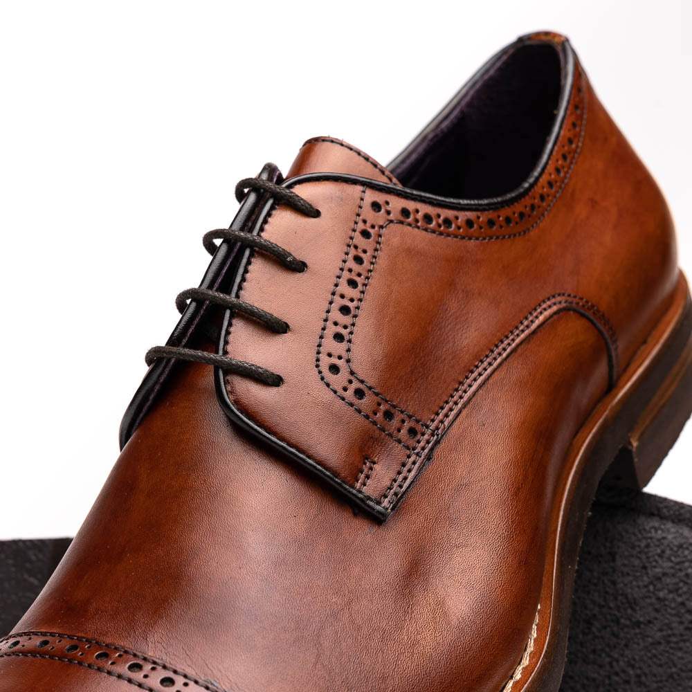 25-548-CGN GIOVANNI Italian Calfskin Lace Up Cognac - Zelli Italia - Flyclothing LLC