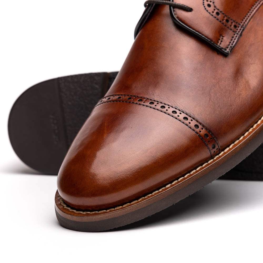 25-548-CGN GIOVANNI Italian Calfskin Lace Up Cognac - Zelli Italia - Flyclothing LLC