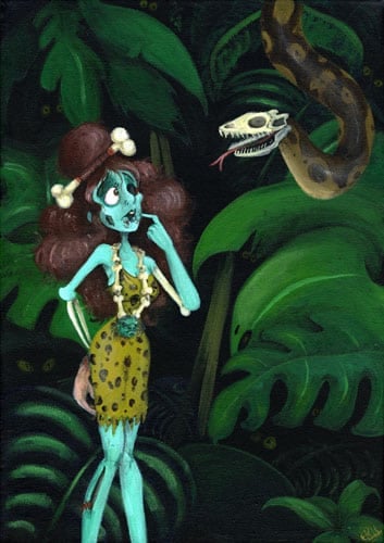 Black Market Art Company Girl and Snake Print