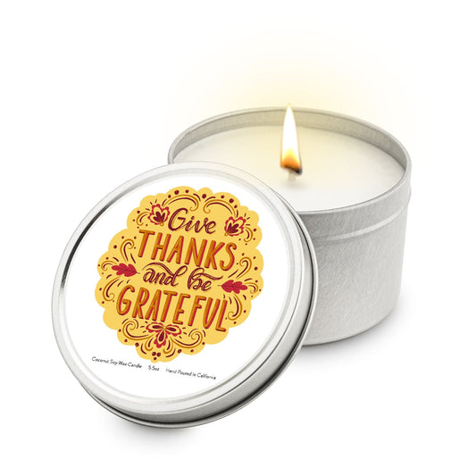 Give Thanks and Be Grateful 5.5 oz Soy Blend Travel Candle Tin - JGI