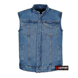 Atlas - Light Blue Denim Vest - GoLeather