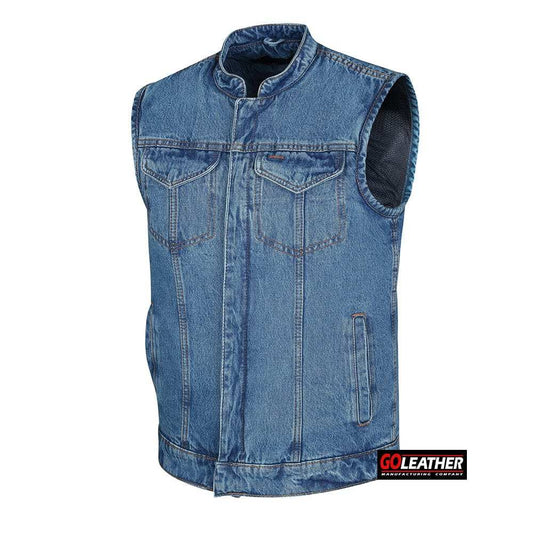 Atlas - Light Blue Denim Vest - GoLeather - Flyclothing LLC