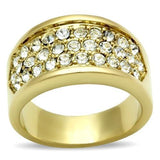 GL002 - IP Gold(Ion Plating) Brass Ring with Top Grade Crystal  in Clear - Alamode