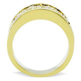 GL002 - IP Gold(Ion Plating) Brass Ring with Top Grade Crystal  in Clear - Alamode