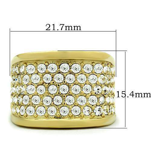 GL006 - IP Gold(Ion Plating) Brass Ring with Top Grade Crystal in Clear - Alamode - Flyclothing LLC