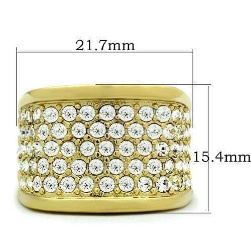 GL006 - IP Gold(Ion Plating) Brass Ring with Top Grade Crystal in Clear - Alamode - Flyclothing LLC