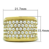 GL006 - IP Gold(Ion Plating) Brass Ring with Top Grade Crystal  in Clear - Alamode