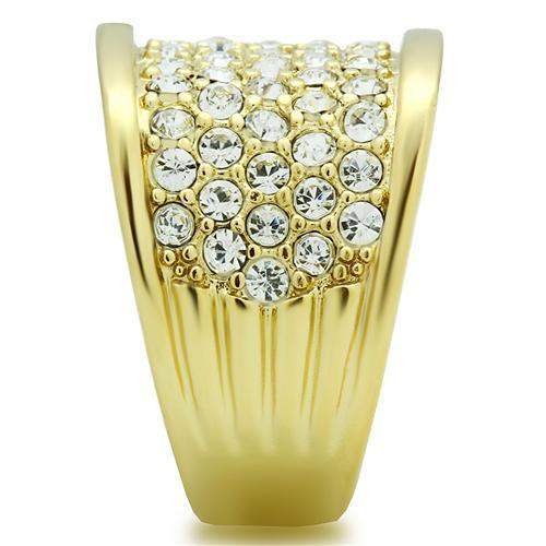 GL006 - IP Gold(Ion Plating) Brass Ring with Top Grade Crystal in Clear - Alamode - Flyclothing LLC