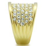 GL006 - IP Gold(Ion Plating) Brass Ring with Top Grade Crystal  in Clear - Alamode