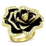 GL021 - IP Gold(Ion Plating) Brass Ring with Top Grade Crystal in Clear - Alamode - Flyclothing LLC