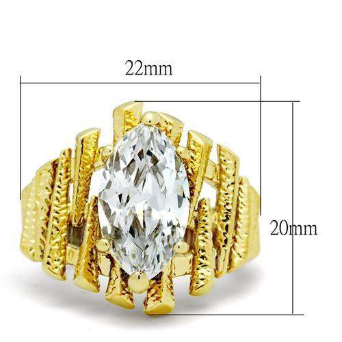 GL080 - IP Gold(Ion Plating) Brass Ring with AAA Grade CZ in Clear - Alamode - Flyclothing LLC