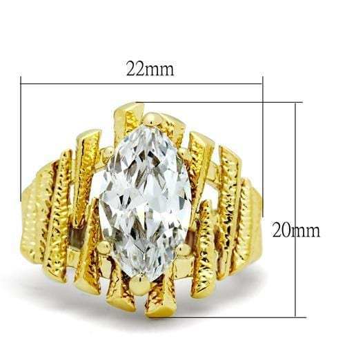 GL080 - IP Gold(Ion Plating) Brass Ring with AAA Grade CZ in Clear - Alamode - Flyclothing LLC
