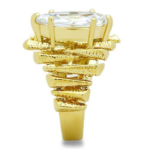 GL080 - IP Gold(Ion Plating) Brass Ring with AAA Grade CZ in Clear - Alamode - Flyclothing LLC