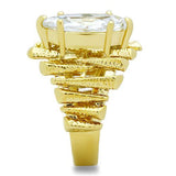 GL080 - IP Gold(Ion Plating) Brass Ring with AAA Grade CZ  in Clear - Alamode