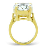 GL083 - IP Gold(Ion Plating) Brass Ring with AAA Grade CZ  in Clear - Alamode