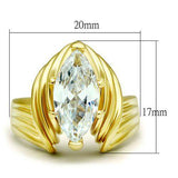 GL088 - IP Gold(Ion Plating) Brass Ring with AAA Grade CZ in Clear - Alamode - Flyclothing LLC