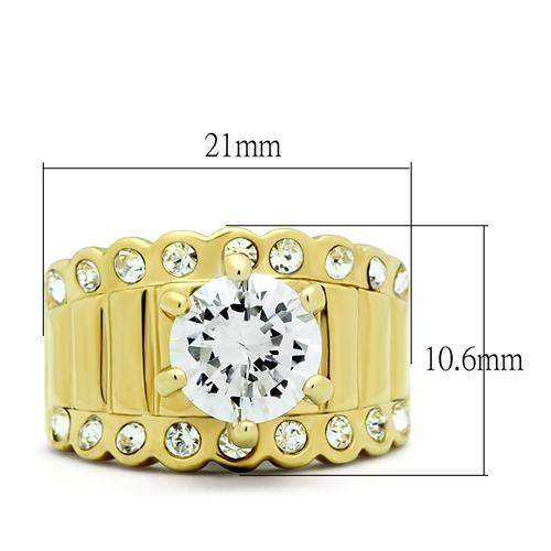 GL095 - IP Gold(Ion Plating) Brass Ring with AAA Grade CZ in Clear - Alamode - Flyclothing LLC