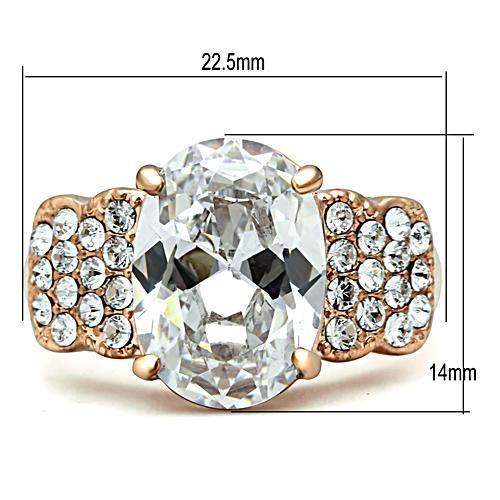 GL141 - IP Rose Gold(Ion Plating) Brass Ring with AAA Grade CZ in Clear - Alamode - Flyclothing LLC