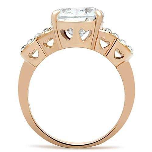 GL141 - IP Rose Gold(Ion Plating) Brass Ring with AAA Grade CZ in Clear - Alamode - Flyclothing LLC