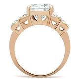 GL141 - IP Rose Gold(Ion Plating) Brass Ring with AAA Grade CZ  in Clear - Alamode