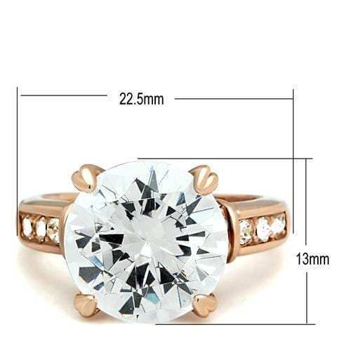 GL144 - IP Rose Gold(Ion Plating) Brass Ring with AAA Grade CZ in Clear - Alamode - Flyclothing LLC