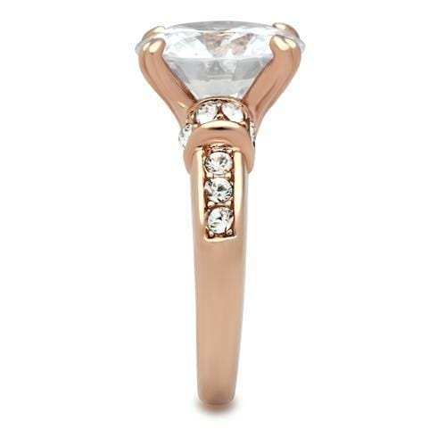 GL144 - IP Rose Gold(Ion Plating) Brass Ring with AAA Grade CZ in Clear - Alamode - Flyclothing LLC