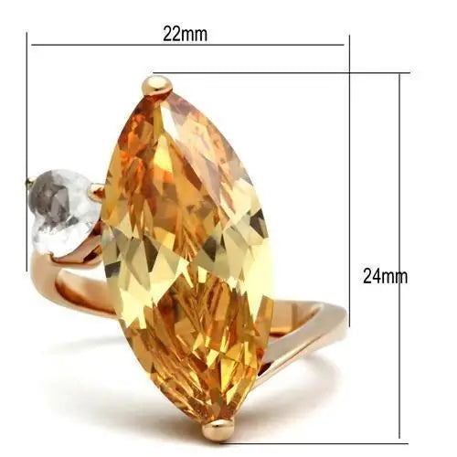 GL145 - IP Rose Gold(Ion Plating) Brass Ring with AAA Grade CZ in Champagne - Alamode - Flyclothing LLC